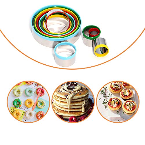 Shenghai 12 Piece Round Cookie Cutter Set, Stainless Steel Dough Cutters - Measuring Guide, Color Coded Tops (Blue) #TOP4