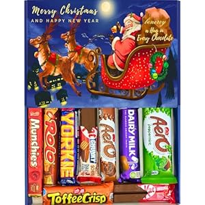 Luxury Chocolate Gift Box – Crispy & Classic Chocolate Treat Selection – Birthday & Thank You Hamper for All Ages (Christmas – Winter Blue)