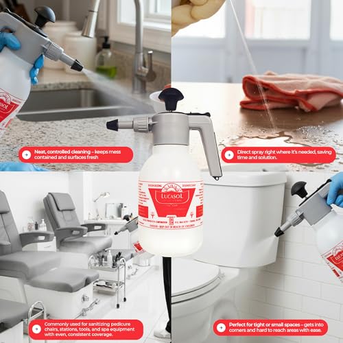 Image of Lucasol Pump Up Sprayer for Large-Area Disinfecting, Easy Handheld Empty Spray Bottle for Salon & Spa Multi Purpose Sanitizer - 48 Fl Oz Capacity