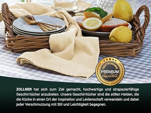 ZOLLNER 5er Set Geschirrtücher Baumwolle in 50x70 cm - super saugstarke und robuste Küchentücher - waschbar bis 60°C – in beige - Gastronomiequalität - Oeko Tex® Zertifiziert