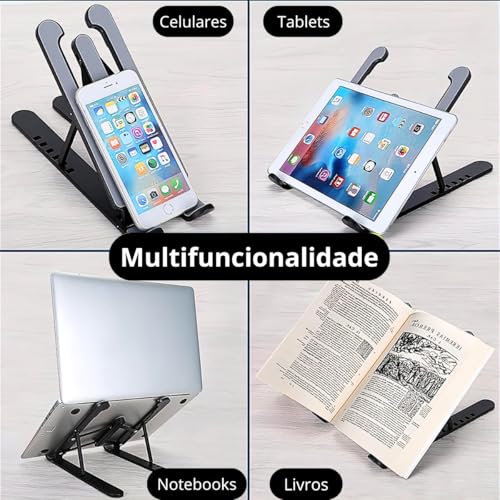 Suporte Notebook Ajustável Tablet Dobrável Base 6 Níveis Regulagem Mesa Apoio Universal Home Office