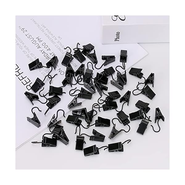 Hoosun 50 pack stainless steel clip hooks for hanging,s hook with clip for hanging outdoor string lights,metal christmas lights clips hangers,curtain hooks,picture clips with hook,small photo clip - image 7