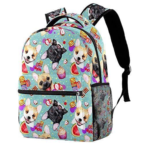 Sac à dos voyage enfant pour pique-nique et sorties scolaires motif chiens et cupcakes