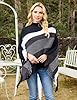 Ferand Women's Striped Poncho Sweater Cozy Knit Fr... #4