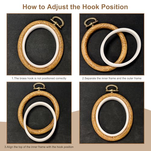 Image of PATIKIL 10 Pieces 8.4 inchx5.7 inch Embroidery Hoops Frame Imitated Wood Oval Cross Stitch Hoop Ring for Embroidery Art Craft Handy Sewing Decoration