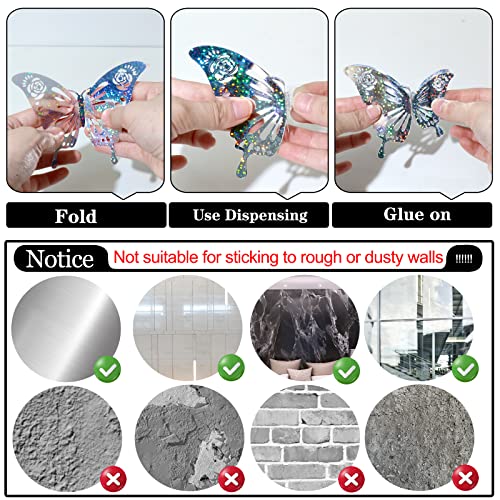 60 Pcs 3D Sequined Silver Butterfly Wall Decor, 5 Styles 3 Sizes,Butterfly Cake Birthday Party Baby Shower Decorations Iridescent ,Metallic Room Mural Wall Stickers (Sequined Silver) #TOP5