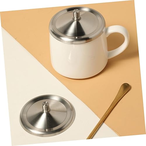Miniatura 3 de 2 piezas de tapa de acero inoxidable taza de café de cerámica taza de café de cerámica tazas de café espresso cubiertas de bebida al aire libre