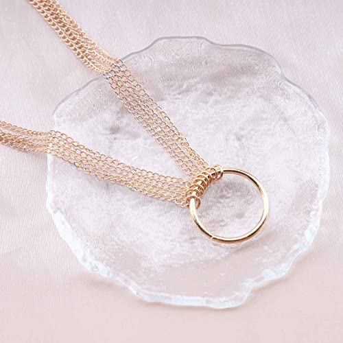 Yienate Gothic Mehrreihige Hohlkreis-Ring-Halskette - Minimalistischer Gold Circle Hoop für Frauen