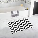 Kanaite Moda Chevron Zig Zag Decoración en Blanco y Negro Alfombra de baño Antideslizante Alfombra de Ducha Absorbente Alfombrillas de baño para bañera