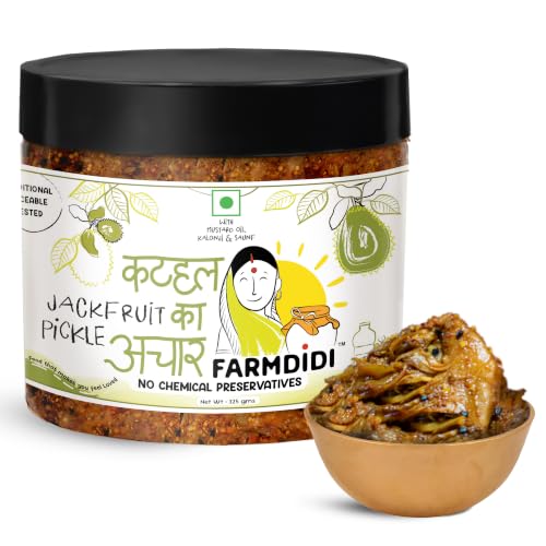 Image of FarmDidi Jackfruit Pickle 325g in Fresh Handmade Kathal ka Achar in Mustard Oil Spicy & Tangy Homemade Pickle Traditional Jackfruit Achaar No Chemical Preservatives