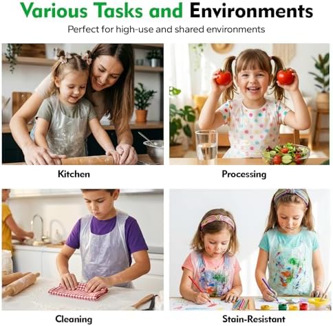 eggigi 100PCS Disposable Aprons for Kids, Clear Plastic Art Smocks & Waterproof Painting Aprons for Children, Protect Clothes from Mess During Cooking, DIY Crafts, Play — view 6