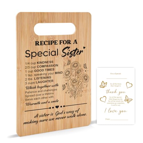 Tabla de Cortar de Bambú para Regalo de Cumpleaños para Hermana, Tabla con Receta para una Hermana Especial, Regalos para Mujeres, Tablas para Decoración de Cocina -004 miniatura 1