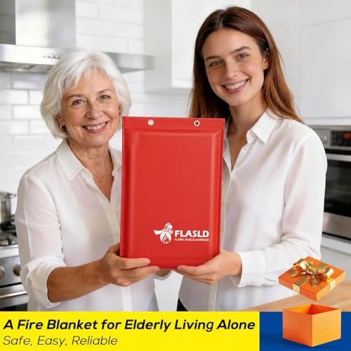 Image of FLASLD Fireproof Welding Blanket for Home and Kitchen, 10 ft x 10 ft Fiberglass Fire Blankets Emergency for People, Flame Retardant Protection and Heat Insulation
