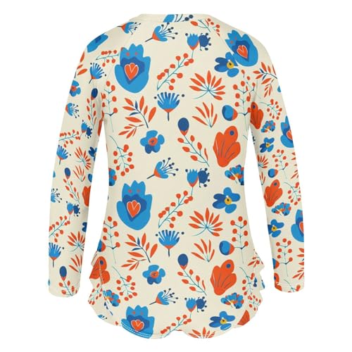 J JOYSAY Floral Berry Branch Beige Girls One Piece Swimsuits Long Sleeve UPF 50+ Rash Guard Kids Swimwear 3-12 Years3