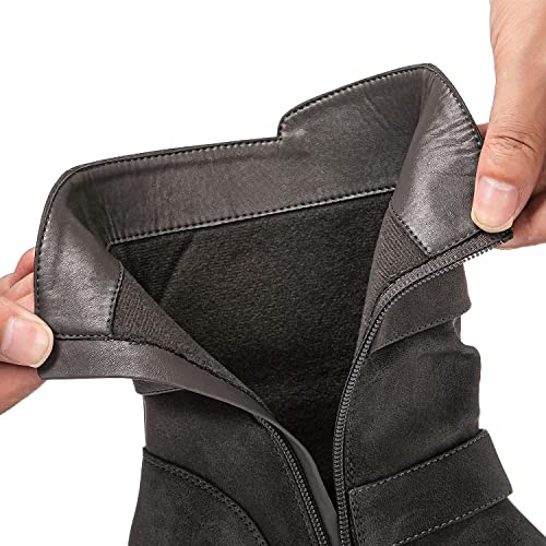 GLOBALWIN Women's Biker Boots, Black, GW-W21YY13, Ankle Boots, Bootie, Zip Closure, Block Heel, All-Day Comfort, Versatile, Ethically Made4