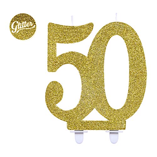 GiviItalia 51158 - Vela numérica 50 con purpurina dorada, multicolor thumbnail