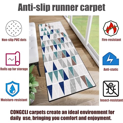 Alfombra antideslizante de 72x120 cm moderna y lavable para dormitorio vestíbulo y pasillo 8
