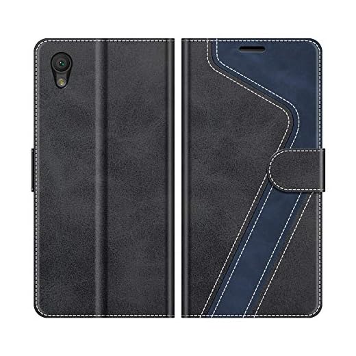 MOBESV fodral kompatibel med Sony Xperia L1, magnetiskt mobilfodral flip-fodral till Sony Xperia L1 telefonfodral, Svart