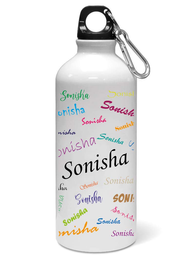 WeChitr Typography Aluminium Sipper/Water Bottle/Gym Sipper 750 ML, Color - White, Name -Sonisha