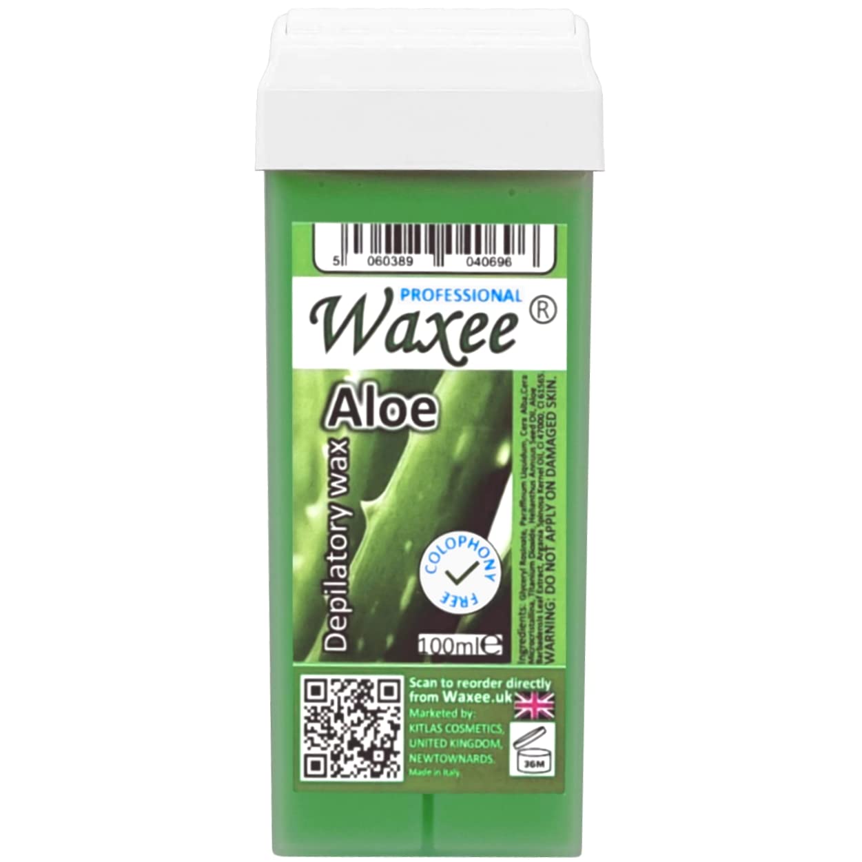 6x 100ml roll on wax, roller wax cartridge Aloe + 100 strips Body & Leg waxing, from UK Brand- Waxee — view 2