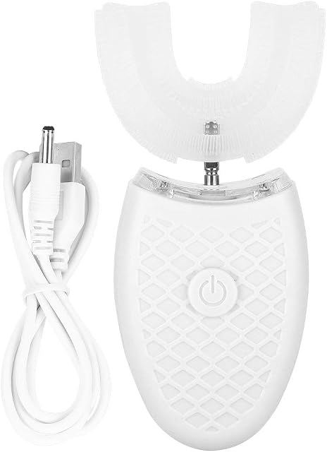 Electric Sonic Toothbrush, U-Shaped Adult Toothbrush for Teeth Whitening, 360° Smart Automatic Cleaning Toothbrush Oral Care Tool with Food Grade Silicone Brush Head (White)