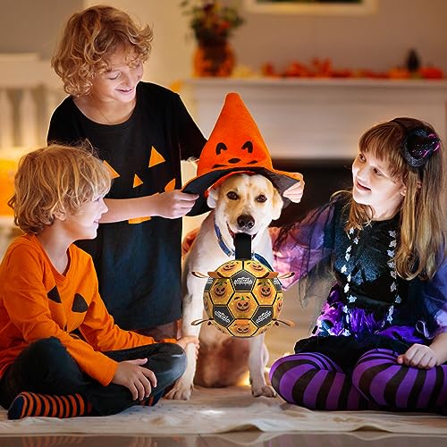 QDAN Halloween Dog Toys, Soccer Balls, Interactive Pet Toys, Puppy Dogs Birthday Gifts, Durable Dog Balls for Small Medium Dogs（6 Inch） - Thumbnail 2