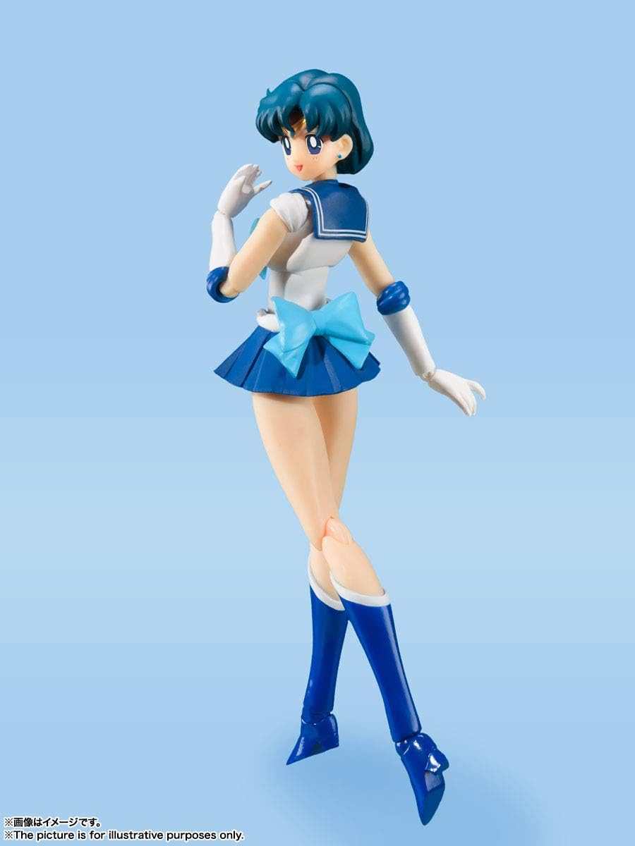 S.H. Figuarts Sailor Moon Sailor Mercury - Animation Color Edition - (Resale Version), Approx. 5.5 inches (140 mm), PVC & ABS Pre-painted Action Figure