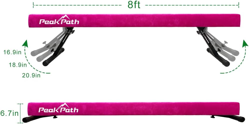 Peakpath 8FT Adjustable&Foldable Gymnastics Balance Beam,Home Gym Equipment,Easy Assembling and Storage,No Tool Require,for Kids Children Girls Training : Sports & Outdoors