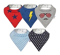 Wrapables® Baby Bandana Drool Bibs, Super Soft And Absorbent Bibs For Drooling And Teething Set 8 Yellow Gray