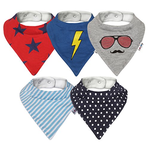Lovjoy Baberos del bebé - Paquete de 5 Diseños para niño (Pequeño heroe)