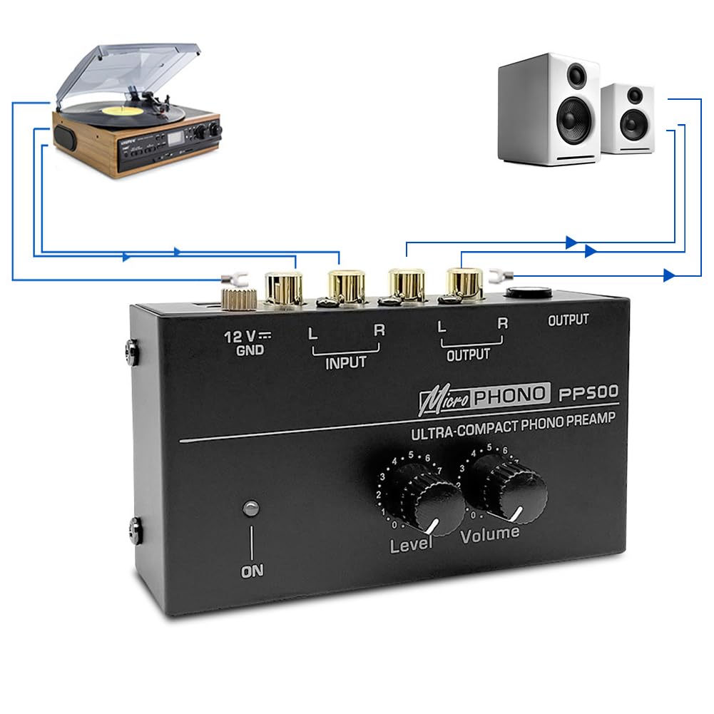 Preamplificatore giradischi MM ingresso uscita RCA stereo livello amplificatore 12 Volt