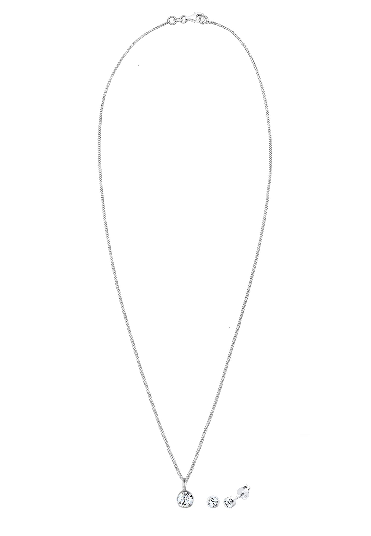 Elli Zestaw biżuterii damskiej z eleganckimi wisiorkami, zestaw kolczyków z kryształkami ze srebra wysokiej próby 925, 45, Metal, kryształ