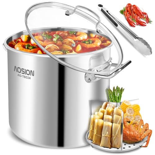 Catálogo para Comprar On-line Vaporera vasconia 26 litros los 5 más buscados. 43 AOSION - Olla de acero inoxidable de 24 cuartos con tapa, olla de vapor tamal resistente 3 en 1 con tapa visible para pasta, sopa, olla grande para cocinar con estante de vapor,...
