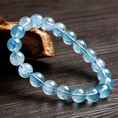 10mm Genuine Blue Natural Topaz Crystal Gemstone Stretch Round Bead Bracelet3