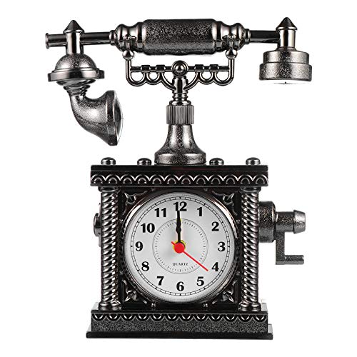 BESPORTBLE Mesa Telefono Reloj Vintage De Mesa Reloj Mini de Escritorio Color Aleatorio Figura Retro Mueble Oficina Decorativo Forma Telefono