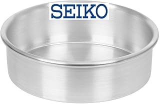 SEIKO Premium Silver Aluminium Round Cake Tin – 6 Inch Diameter x 2 Inch Height – Professional-Grade Bakeware for Perfect ...