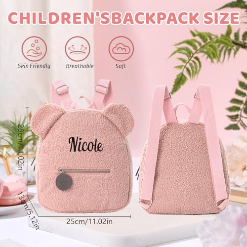 Ulico Personalized Bear Backpack,Custom Embroidered Name Bear Ears Shoulder Bag,Cute Fuzzy Mini Daypack Purse Gifts2