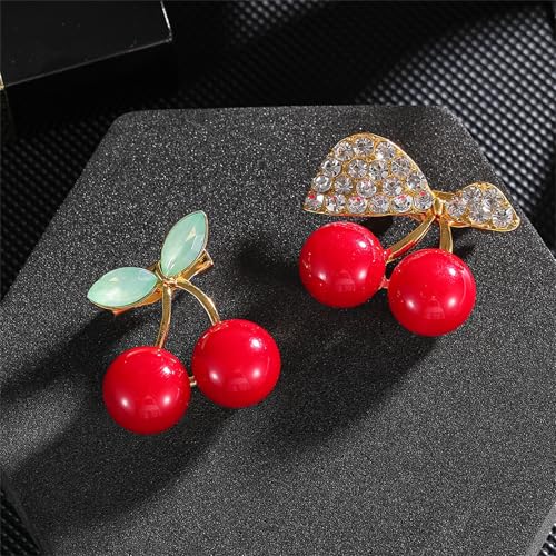 Image of Cute Lemon Brooch Pin for Women Rhinestone Fruit Little Brooch Sparkling Crystal Strawberry Cherry Enamel Pin Christmas Birthday Art Deco Jewelry Gifts