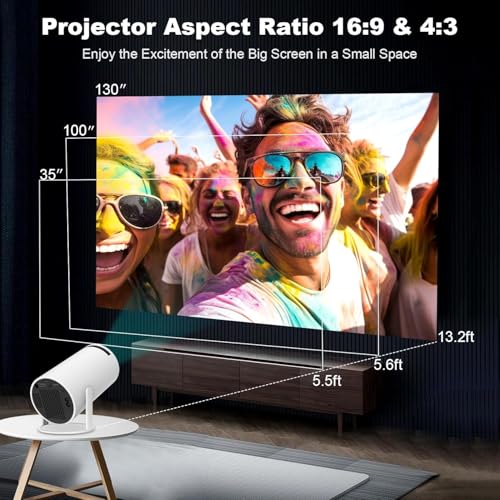 Image of Mini Projector with Wifi and Bluetooth, Built-in App Portable Projector | Portable Projector 4K Support,Smart Video Projector with 210 Rotation,Compatible with iPhone /Android /Laptop /TV Stick
