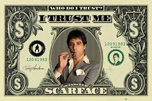 1art1 36660 Poster Scarface Billet d'un Dollar I 91 X 61 cm