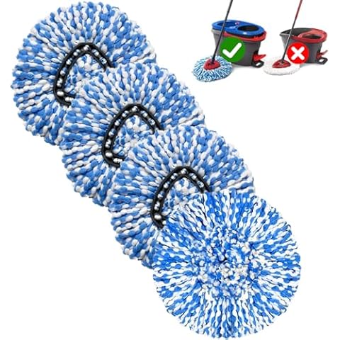 4 Pack Mop Replace Heads Compatible for O Cedar, Spin Mop Refill Head Replacement for RinseClean 2-Tank System - Fluffy Microfiber, Machine Washable and Easy to Replace Cover