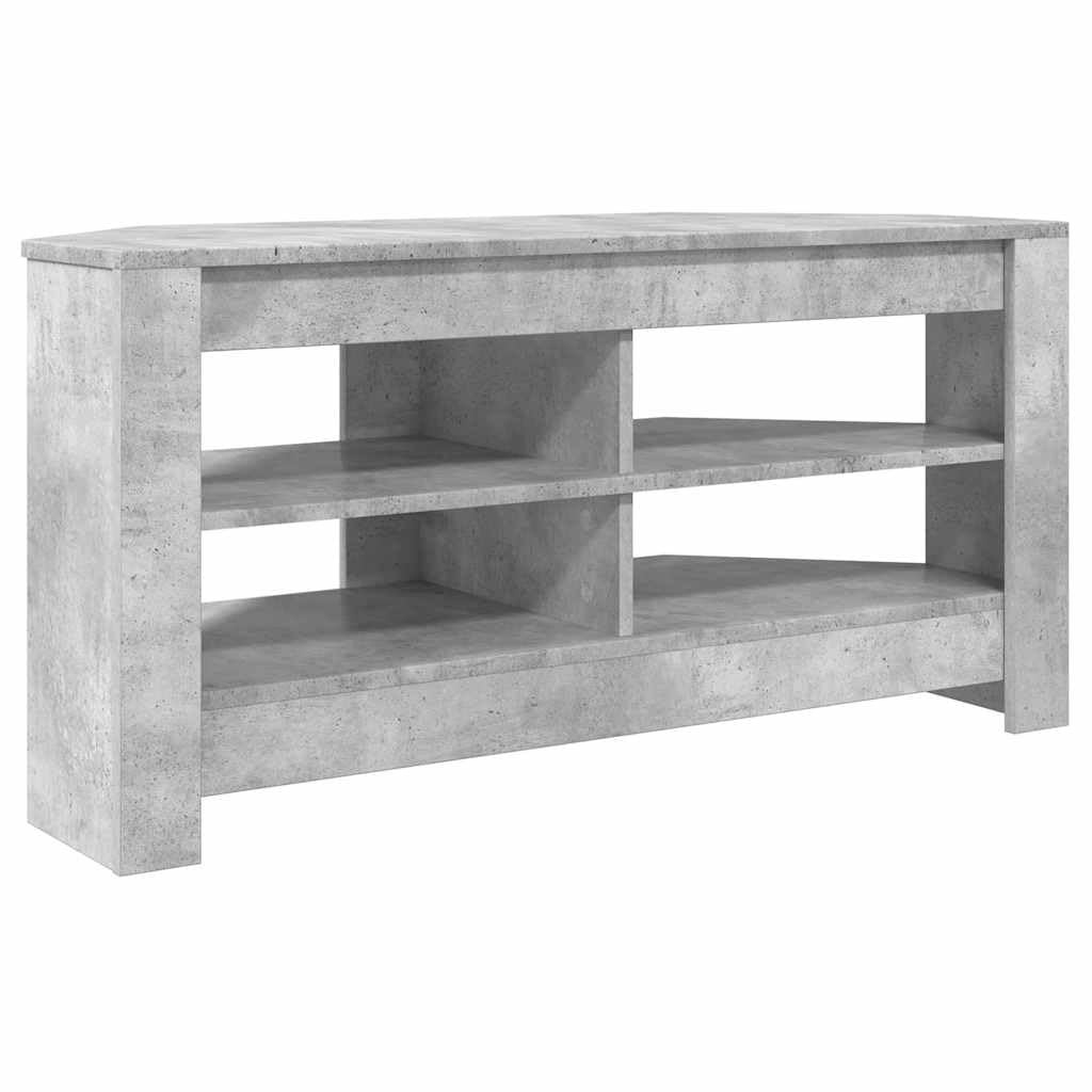 Eck TV Schrank Beton Grau 102 x 41 x 50 cm Fernsehschrank Lowboard aus Holzwerkstoff - Platzsparendes Eck-TV-Board mit 2 Ablagen für Wohnzimmer und Media-Zubehör