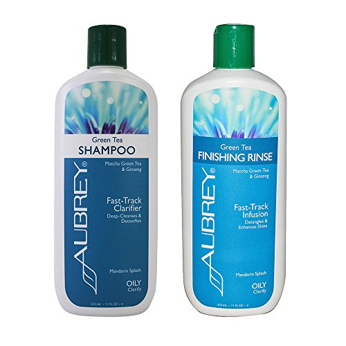 Aubrey Clarifying Matcha Green Tea Shampoo and Conditioner Bundle For Oily Hair, Dandruff & Flaky Scalp With Aloe Vera, Sweet Almond Essential Oil & Ginseng Extract, Paraben & Sulfate Free, 11 oz ea.