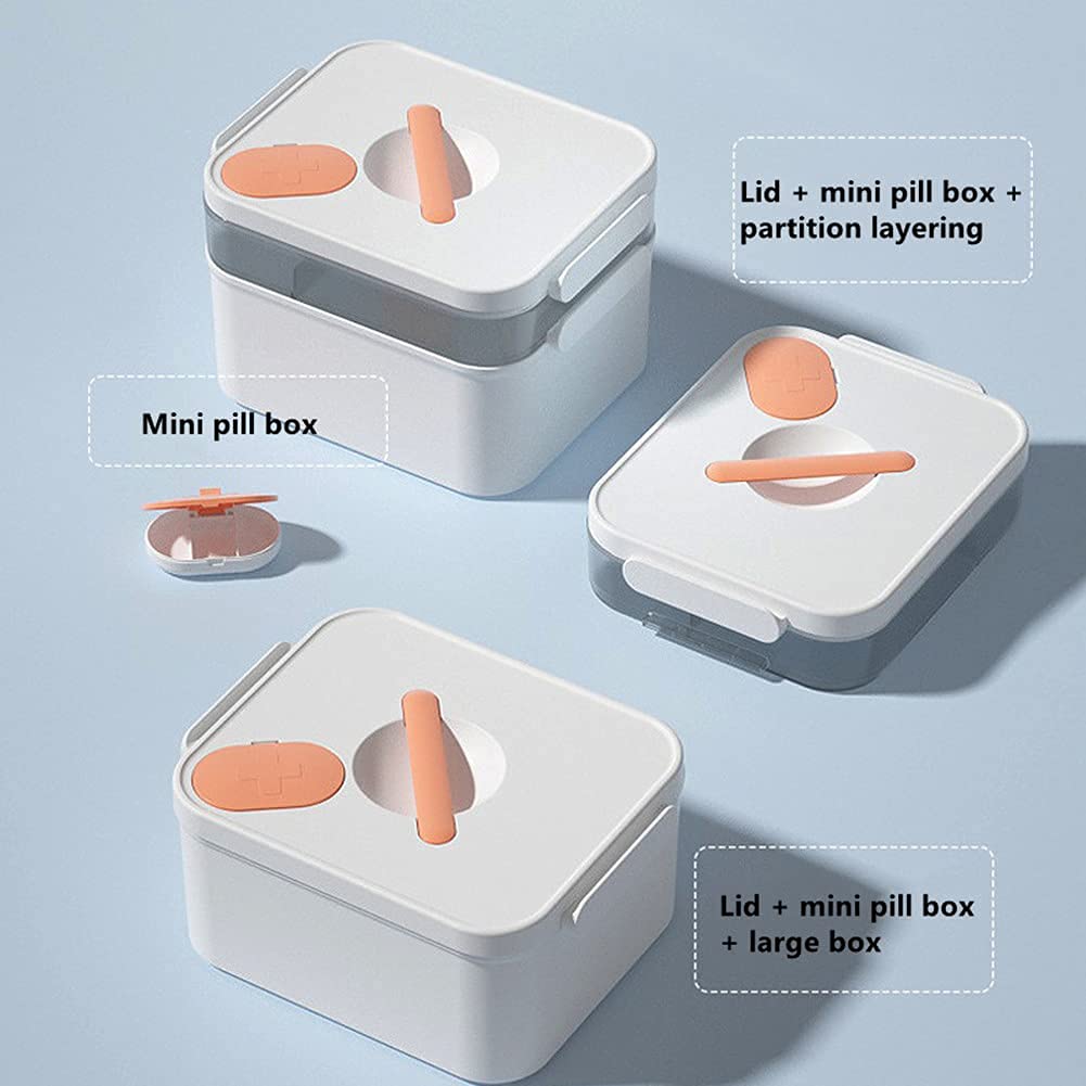 Apteczka pierwszej pomocy do użytku domowego Apteczki Duże pudełko przechowywania leków Plastikowe z przegródkami Pudełko Białe, 28(White)