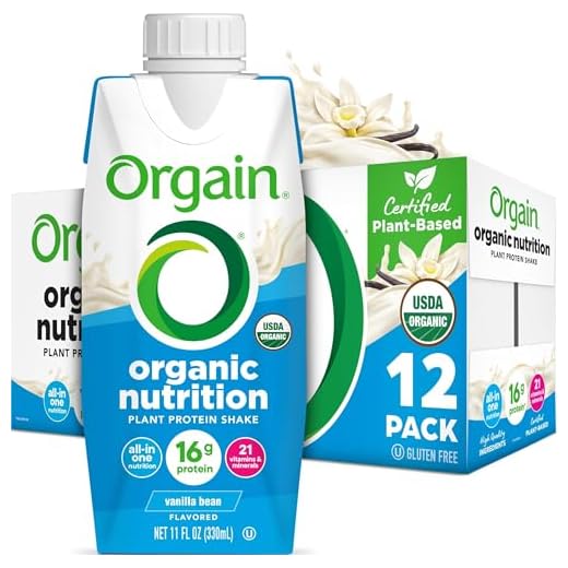 Orgain Organic Vegan Plant Based Nutritional Shake, Vanilla Bean - Meal Replacement, 16g Protein, 21 Vitamins & Minerals, Non Dairy, Gluten Free, Non-GMO, Packaging May Vary, 11 Fl Oz (Pack of 12)