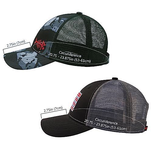 Image of BASSDASH 2 Pack Altimate Fishing Hunting Hat Mesh Back for Men Women Adjustable Baseball Trucker Cap Camo Blaze Orange