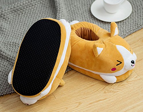 Women's Cute Corgi Dog Non-Slip Warm Plush Slippers3