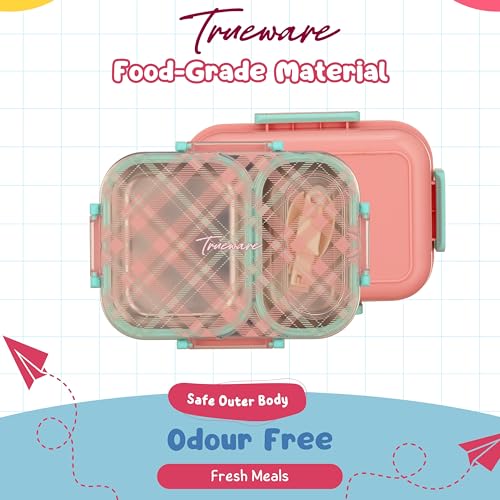 Image of Trueware Cool Touch 304 Stainless Steel PU Insulated Lunch Box with Two Compartment BPA Free, Food Grade Ideal for School, Picnic, Office & Outdoor - 540ml