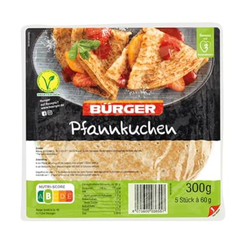 BÜRGER Pfannkuchen 300 g Beutel – von beiden Seiten gebacken, fluffig & vielseitig, ideal für süße & herzhafte Rezepte, 1 x 300 g Beutel