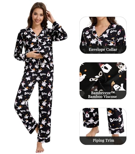 Image of WiWi Viscose from Bamboo Women's Pajamas Set Super Soft Button Down Top and Pants Sleepwear Cooling Pjs S-3X